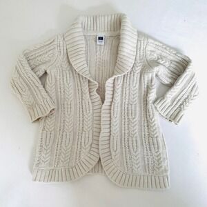 Janie and Jack Cardigan Sweater Cream 18-24 Months Open Cable‎ Knit Shawl Collar